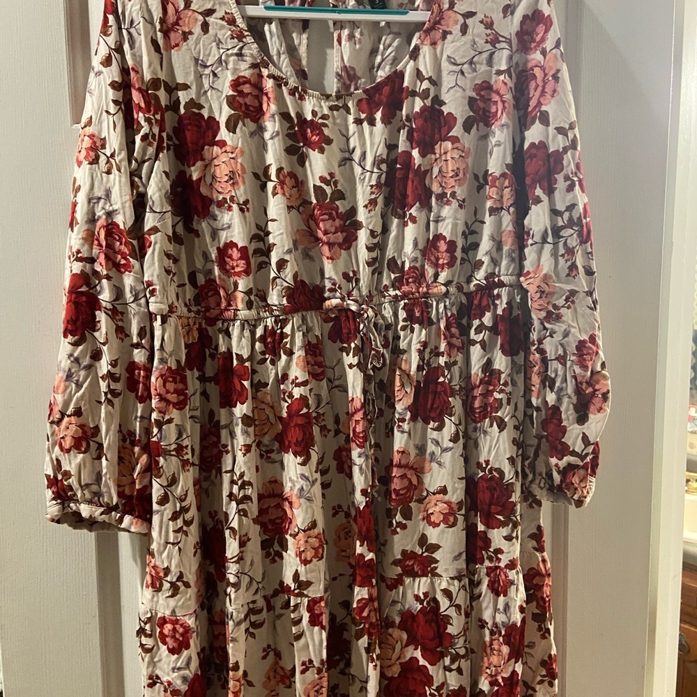 3X Torrid Red and Pink Floral Long Tunic or Dress 3 3x
